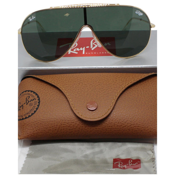 RAY-BAN RB3597 9050/71 Wings Gold Sunglasses Dark Green Lens