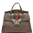 GUCCI Butterfly Linea Totem Leather Large Top Handle Shoulder Bag Brown 500772