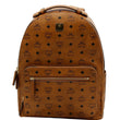MCM Stark Medium Visetos Monogram Canvas Backpack Bag Cognac Red
