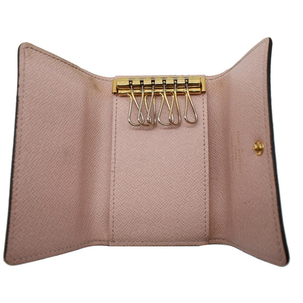 LOUIS VUITTON Damier Ebene 6 Key Holder Rose Ballerine