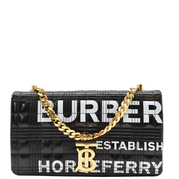 Burberry Small Horseferry Print Lola Quilted Leather Bag Black