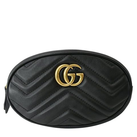 GUCCI GG Marmont Matelasse Leather Belt Bag Black 476434