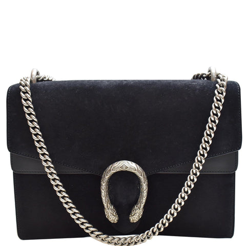 GUCCI Medium Dionysus Suede Leather Shoulder Bag Black 403348