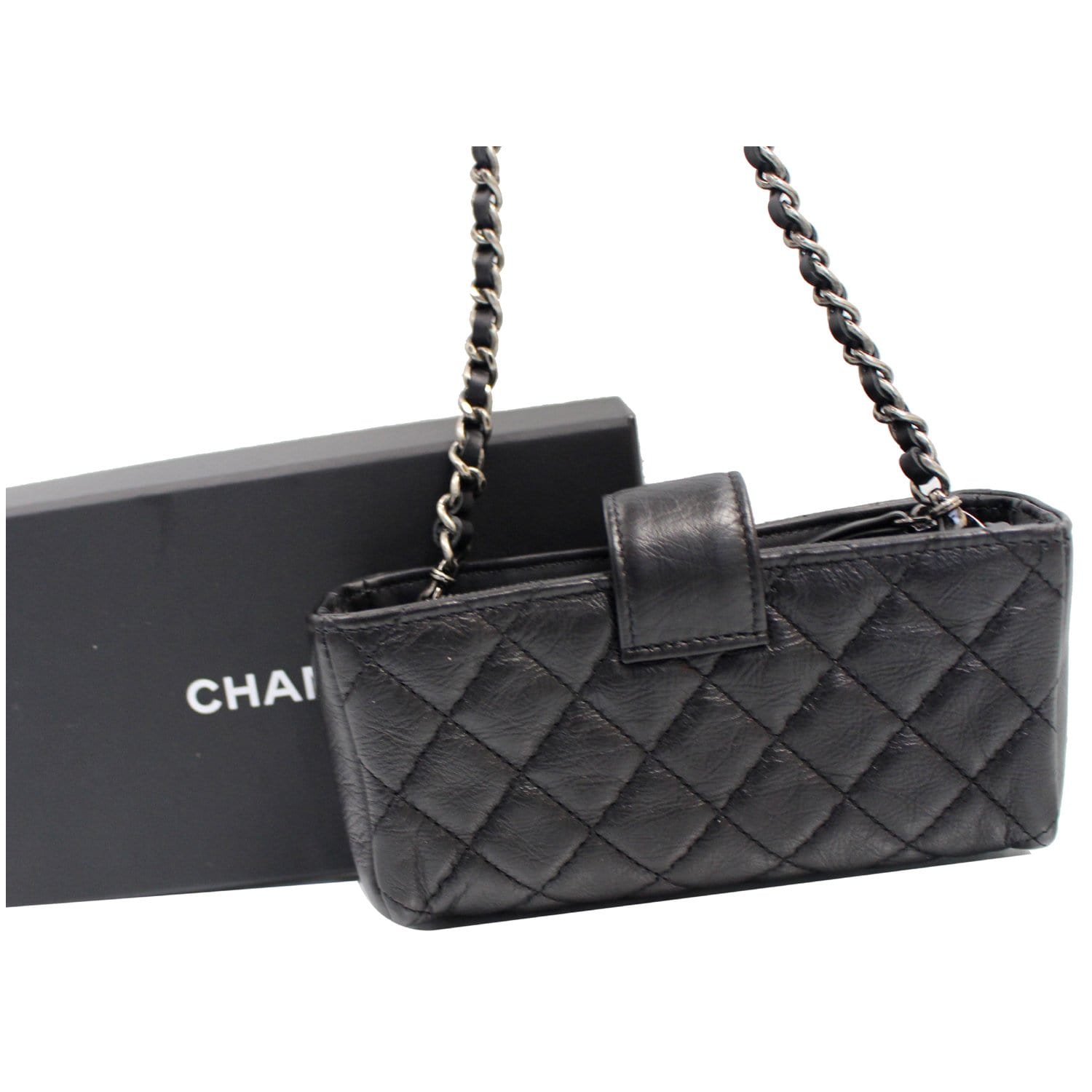 Chanel Black Quilted Leather Reissue Lucky Charms Mini Phone Holder Clutch  Bag w/ Chain Strap - Yoogi's Closet