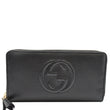 GUCCI Soho Zip Around Pebbled Calfskin Leather Wallet Black 598187