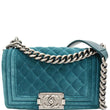 CHANEL Small Boy CC Chain Velvet Shoulder Bag Teal