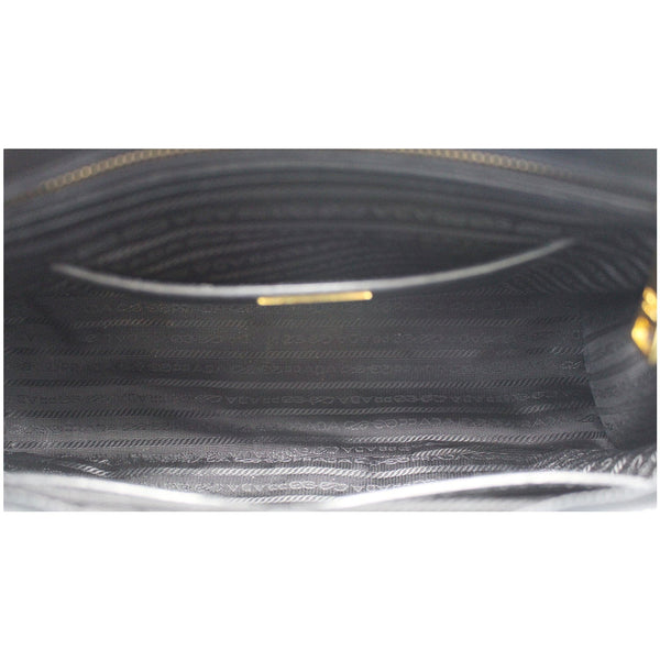 PRADA Saffiano Lux Double-Zip Leather Tote Shoulder Bag Black