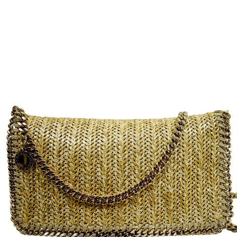STELLA MCCARTNEY Falabella Small Raffia Shoulder Bag Beige