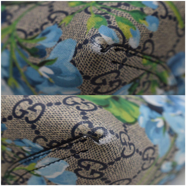 GUCCI Blooms Reversible GG Print Floral Supreme Tote Bag Blue 546323