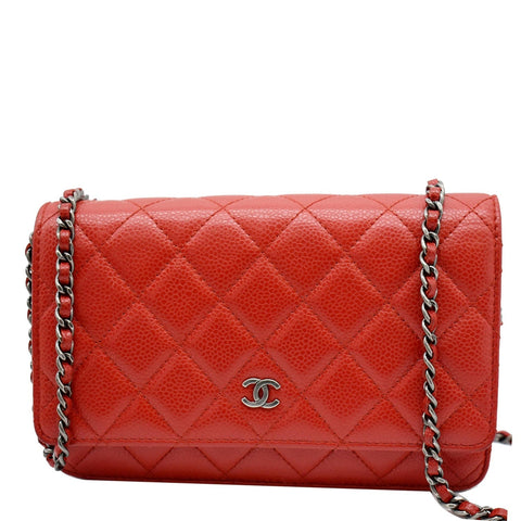 CHANEL CC WOC Caviar Leather Chain Crossbody Bag Red