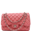 CHANEL Jumbo Double Flap Leather Shoulder Bag Pink