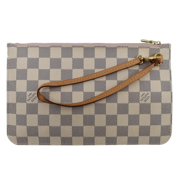 LOUIS VUITTON Neverfull MM Damier Azur Pochette Wristlet Pouch White