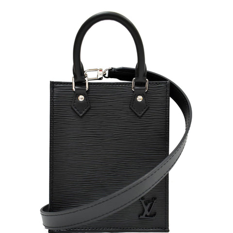 LOUIS VUITTON Petit Sac Plat Epi Leather Crossbody Bag Black