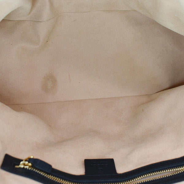 GUCCI Ophidia GG Suede Web Top Handle Crossbody Bag Black 524533