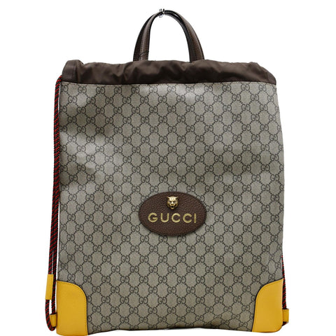 GUCCI Neo Vintage Drawstring GG Supreme Canvas Backpack Bag Beige 473872 - 10% OFF