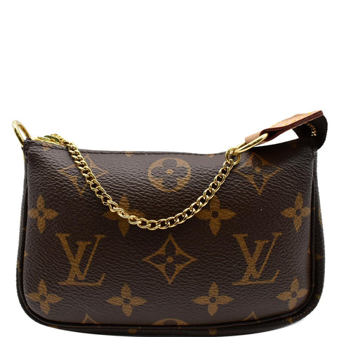 LOUIS VUITTON  Mini Pochette Monogram Canvas Accessoires Pouch Brown