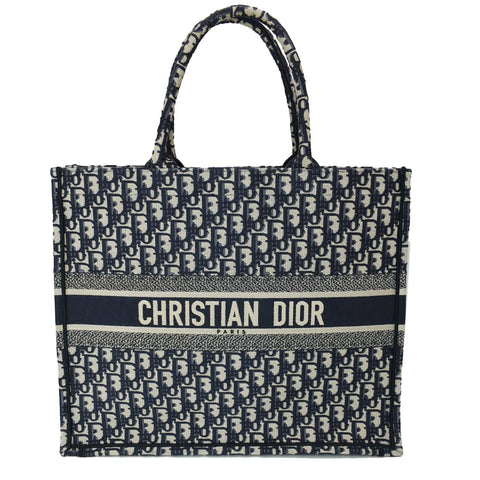 CHRISTIAN DIOR Large Book Oblique Embroidered Canvas Tote Bag Multicolor - Hot Deals