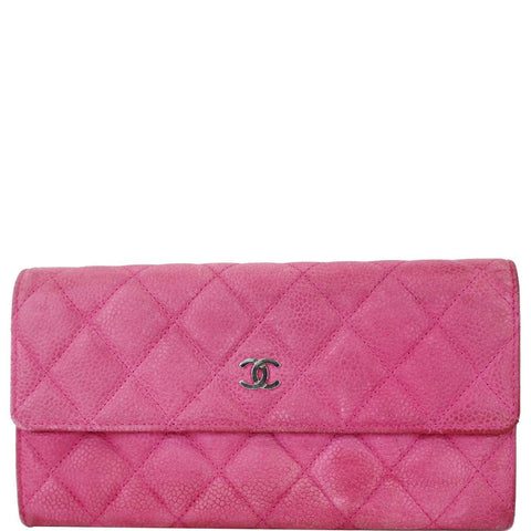 CHANEL CC Caviar Leather Long Wallet Pink - 25% OFF