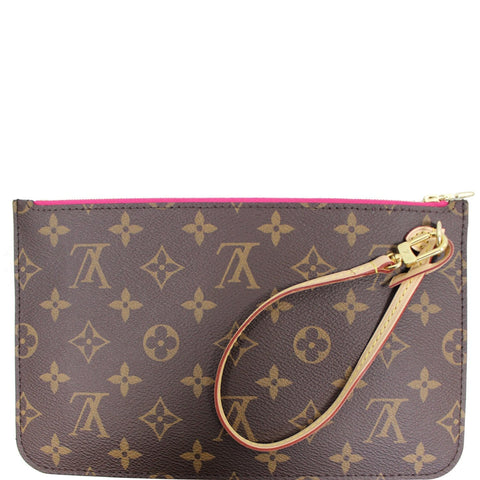 LOUIS VUITTON Pochette Wristlet Pouch Monogram Canvas Neverfull GM Brown