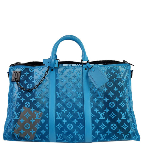 LOUIS VUITTON Keepall Triangle 50 Bandouliere Seethrough Travel Bag Blue