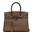 HERMES Birkin 25 Togo Leather Tote Bag Etoupe