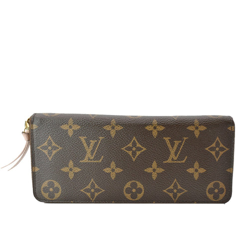 LOUIS VUITTON Clemence Monogram Canvas Zippy Wallet Brown
