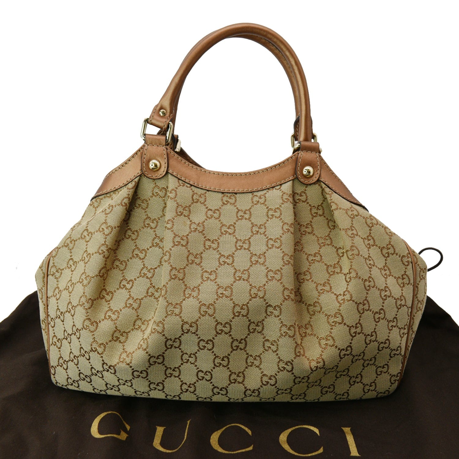 Vintage Gucci Sukey Brown GG Monogram Large Canvas Tote Bag
