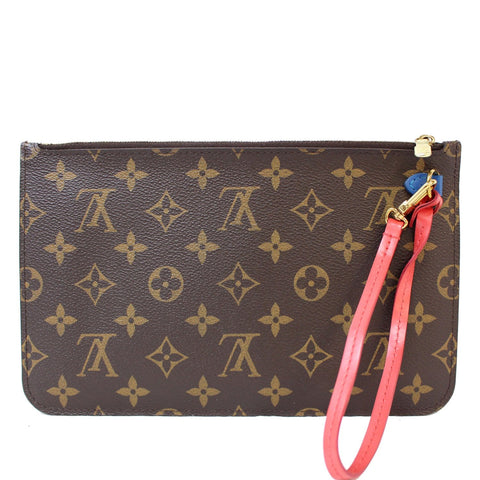 LOUIS VUITTON Pochette Wristlet Pouch Monogram Canvas Neverfull Totem MM Brown