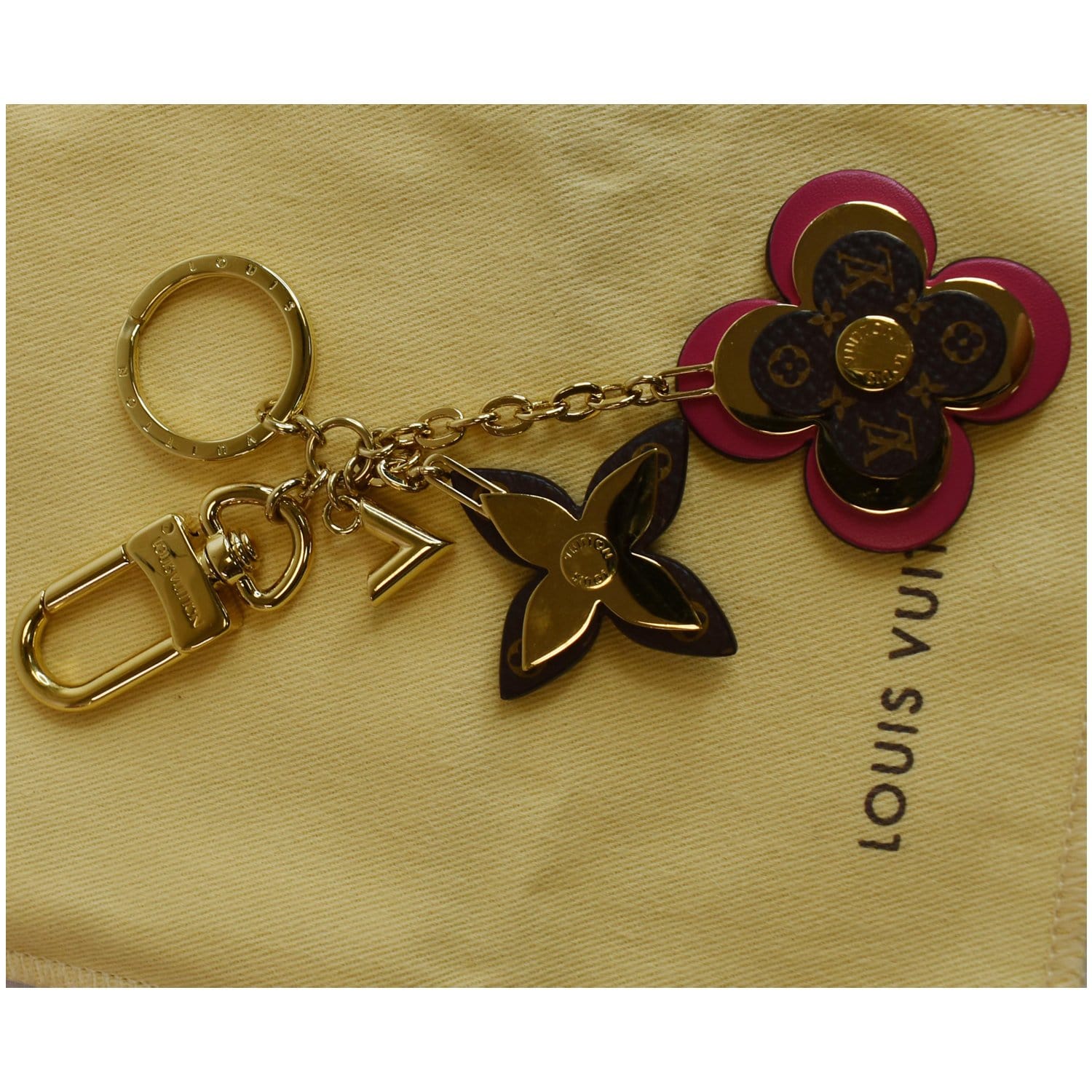 Louis Vuitton Blooming Flowers Chain Bag Charm and Key Holder Pink in  Brass/Leather/Coated Canvas with Gold-tone - GB