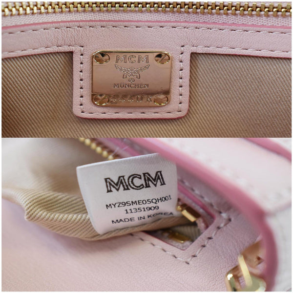 MCM Patricia Visetos Leather Crossbody Wallet Powder Pink