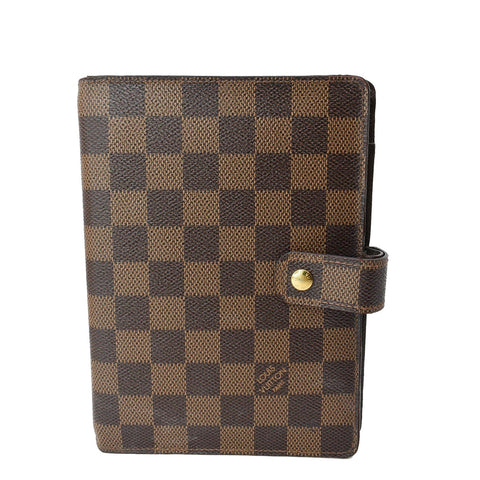 LOUIS VUITTON Agenda MM Damier Ebene Planner Cover Brown