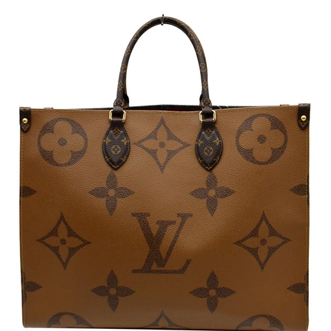LOUIS VUITTON Onthego GM Reverse Monogram Giant Canvas Shoulder Bag Brown