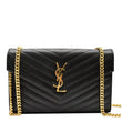 YVES SAINT LAURENT Envelope Monogram Leather Crossbody Chain Wallet Black