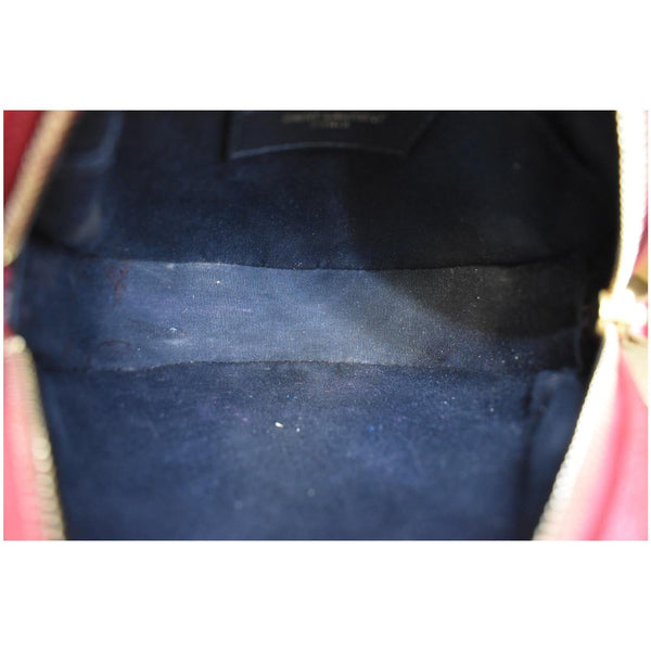 YVES SAINT LAURENT Vinyle Round Chevron Leather Camera Crossbody Bag Red