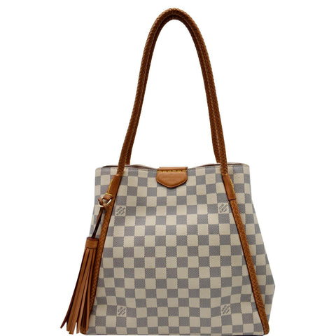 LOUIS VUITTON Propriano Damier Azur Tote Shoulder Bag White