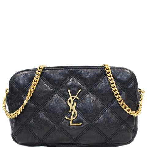 YVES SAINT LAURENT Becky Double Zip Lambskin Leather Crossbody Bag Black