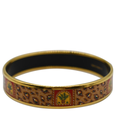 HERMES Enamel Printed Bangle Bracelet Golden - 20% OFF