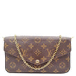 LOUIS VUITTON Felicie Monogram Canvas Pochette Crossbody Bag Brown
