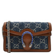 GUCCI Dionysus Super Mini GG Jacquard Denim Chain Shoulder Bag Dark Blue 476432