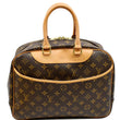 LOUIS VUITTON Deauville Boston Monogram Canvas Satchel Bag Brown