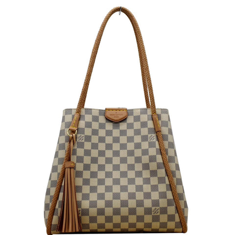 LOUIS VUITTON Propriano Damier Azur Tote Shoulder Bag White