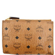 MCM Key Pouch Visetos Monogram Canvas Wallet Cognac