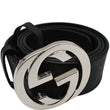 GUCCI Interlocking G Buckle GG Supreme Canvas Belt Black 411924