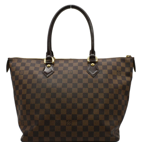 LOUIS VUITTON Saleya MM Damier Ebene Tote Bag Brown