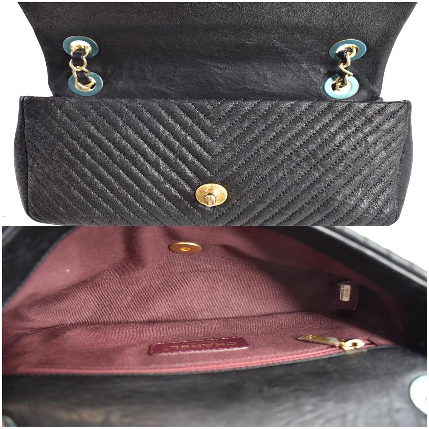 Rare Chanel So Black Chevron Timeless Medium flap bag Leather ref