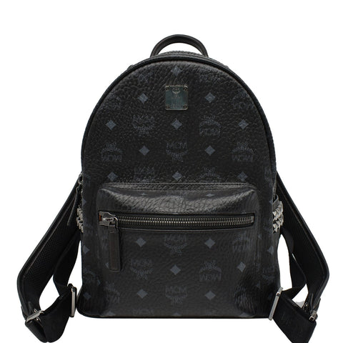 MCM Stark Classic Small Visetos Canvas Backpack Bag Black