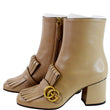 GUCCI GG Marmont Fringed Leather Ankle Boots Taupe 408210 US 8