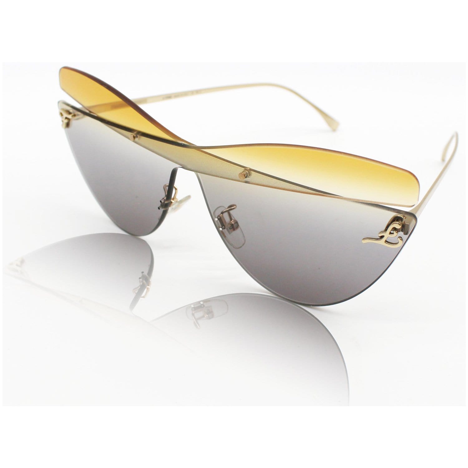 FENDI FF 0400/S 0XYO/9O Gold Sunglasses Dark Gray Gradient Lens