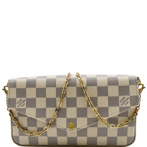 LOUIS VUITTON Felicie Pochette Damier Azur Crossbody Bag White