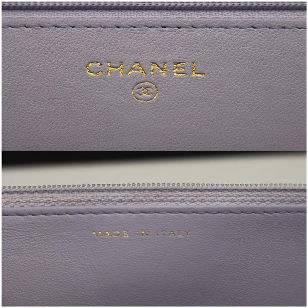 CHANEL 19 CC WOC Leather Wallet On Chain Crossbody Bag Light Lavender